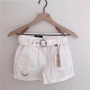 White Jean Shorts with Belt